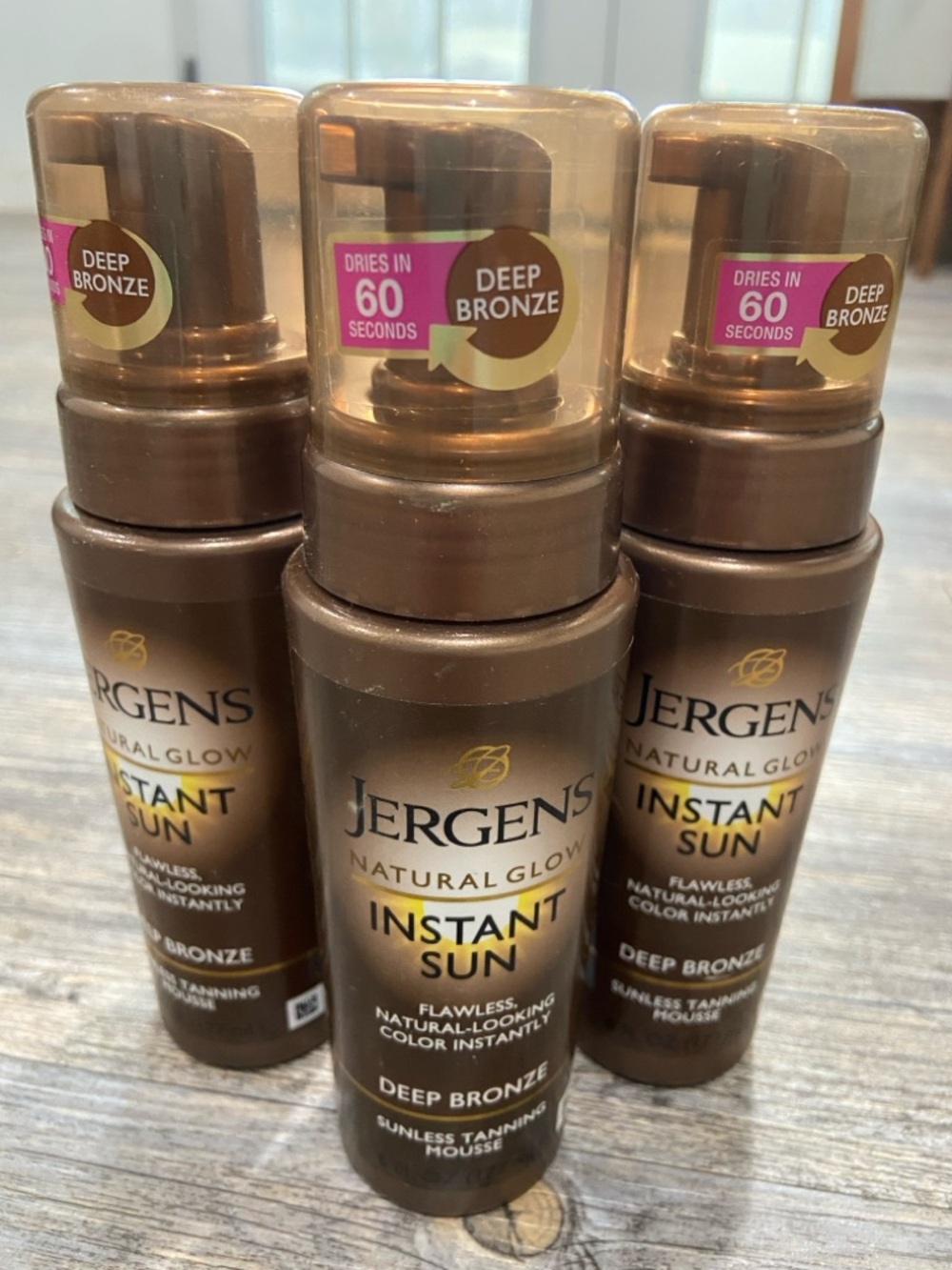 NEW Jergen’s Instant Sun Deep Bronze Sunless Tanning Mousse 6 Oz - Bundle of 3